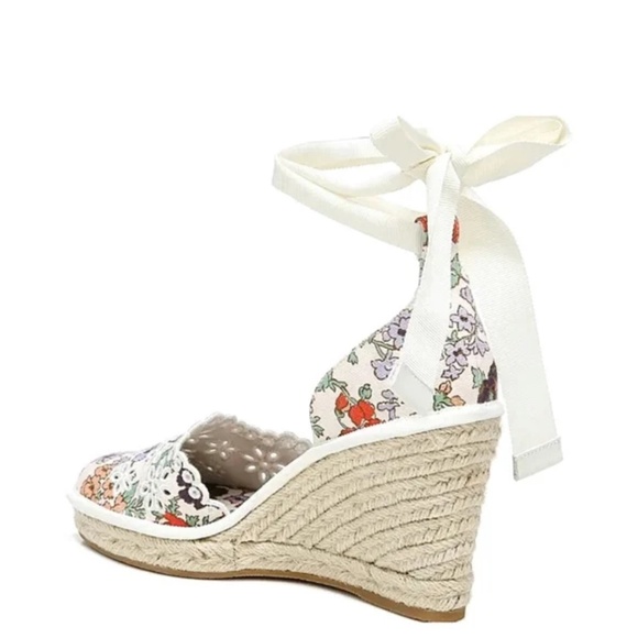 Veronica Beard Soleil White Floral Wedge Espadrilles - Picture 2 of 9